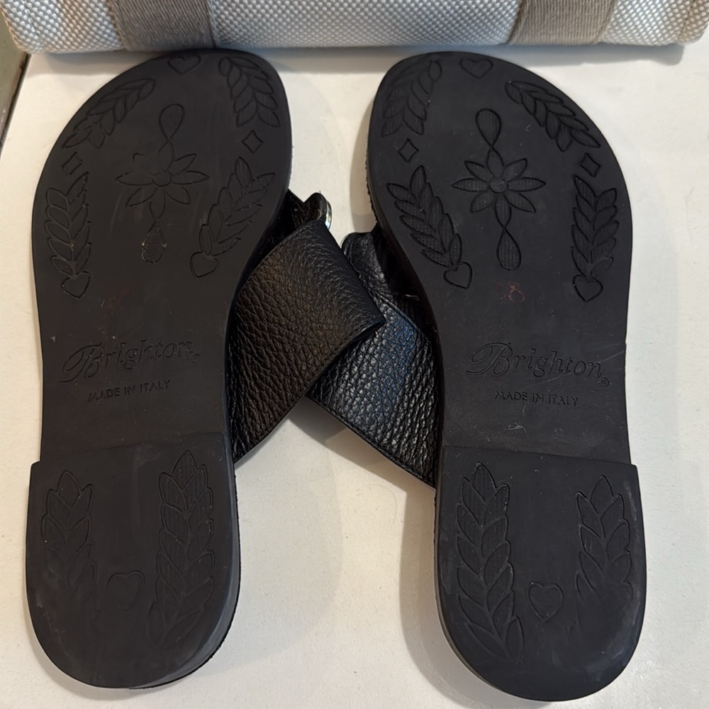 Brighton ADAGIO black leather sandals -  accents of silver/bling size 7 - Picture 5 of 6